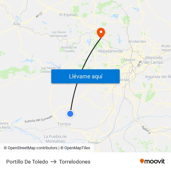 Portillo De Toledo to Torrelodones map