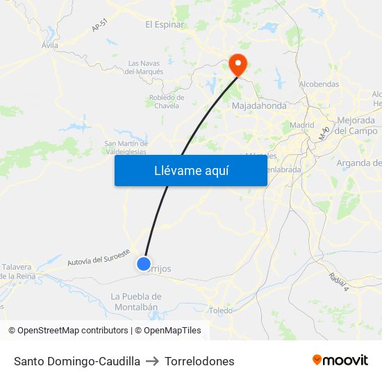 Santo Domingo-Caudilla to Torrelodones map