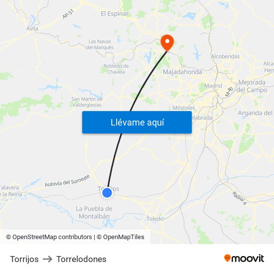 Torrijos to Torrelodones map