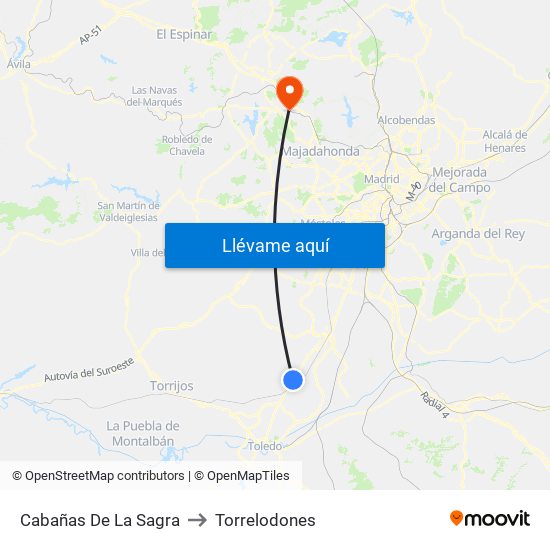 Cabañas De La Sagra to Torrelodones map