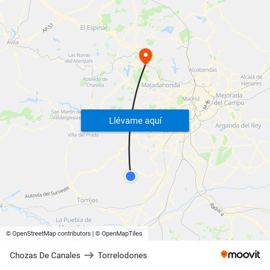 Chozas De Canales to Torrelodones map