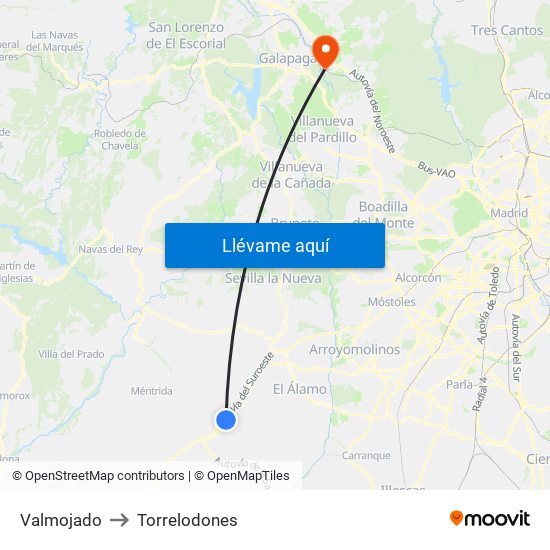 Valmojado to Torrelodones map