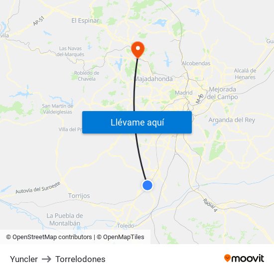 Yuncler to Torrelodones map