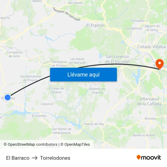 El Barraco to Torrelodones map