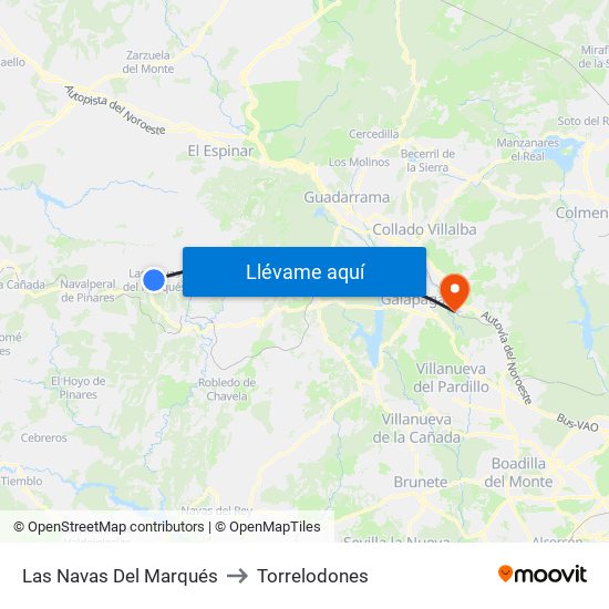 Las Navas Del Marqués to Torrelodones map