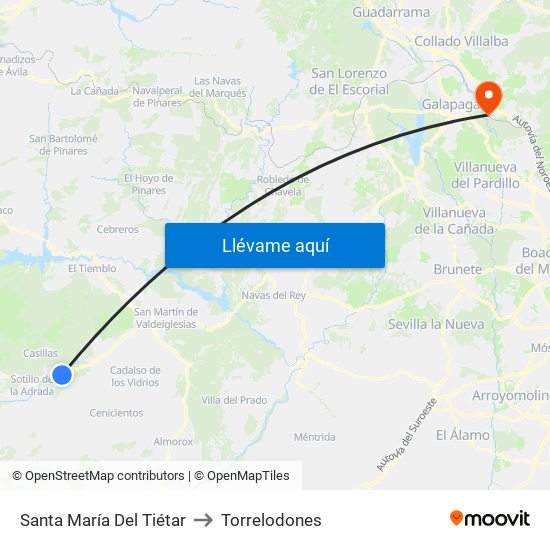 Santa María Del Tiétar to Torrelodones map