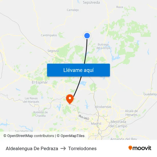 Aldealengua De Pedraza to Torrelodones map