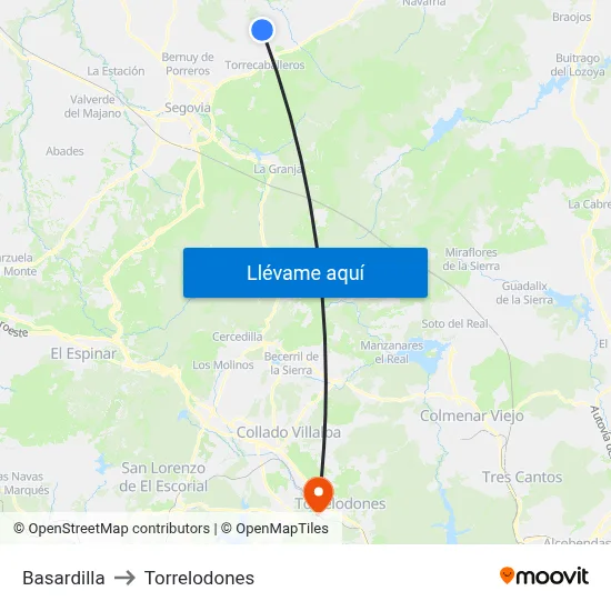 Basardilla to Torrelodones map