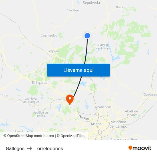 Gallegos to Torrelodones map