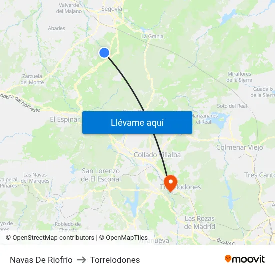 Navas De Riofrío to Torrelodones map