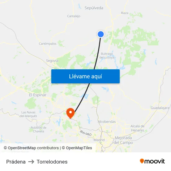 Prádena to Torrelodones map