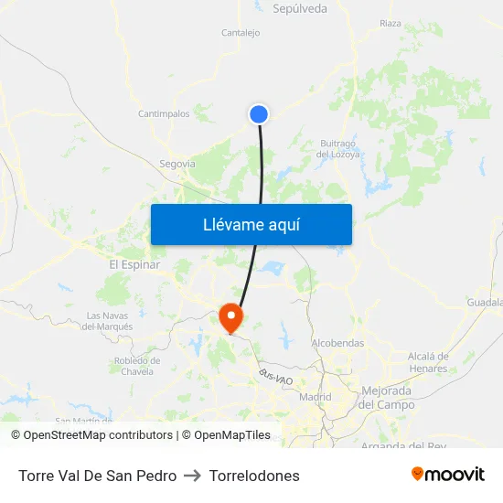 Torre Val De San Pedro to Torrelodones map