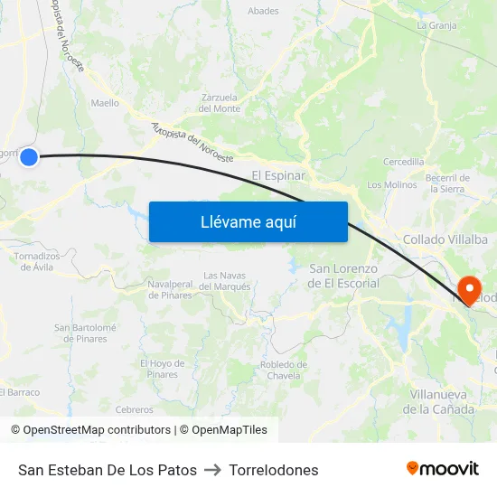 San Esteban De Los Patos to Torrelodones map