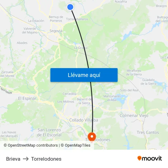 Brieva to Torrelodones map