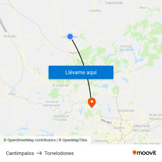 Cantimpalos to Torrelodones map