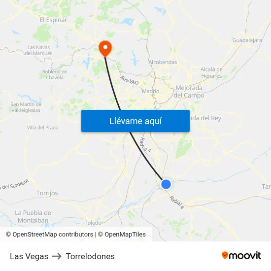 Las Vegas to Torrelodones map