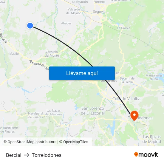 Bercial to Torrelodones map