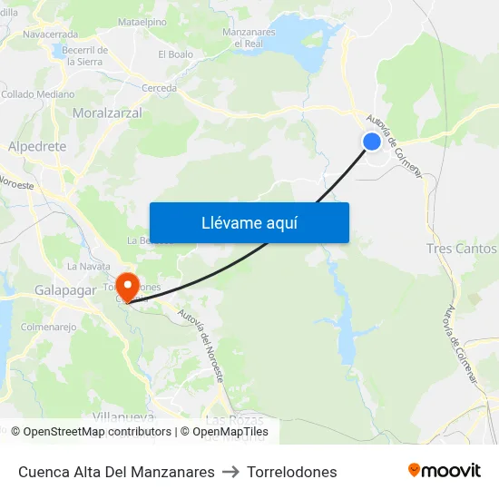 Cuenca Alta Del Manzanares to Torrelodones map