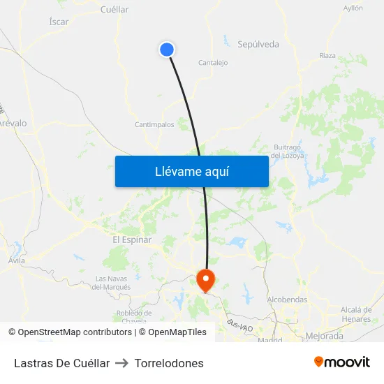Lastras De Cuéllar to Torrelodones map