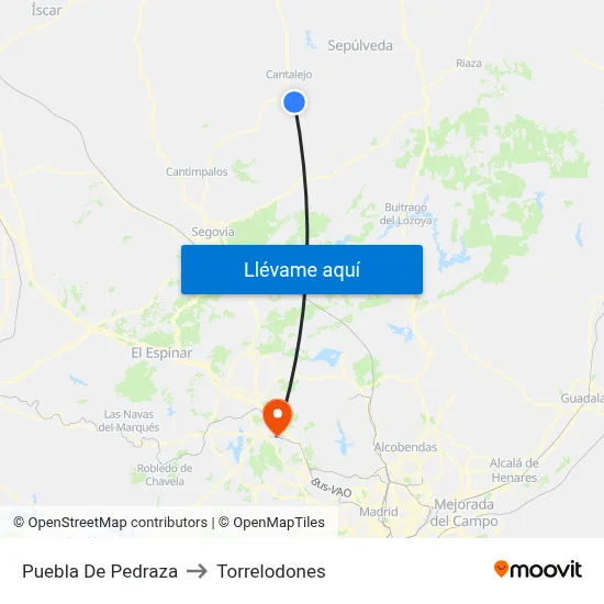 Puebla De Pedraza to Torrelodones map
