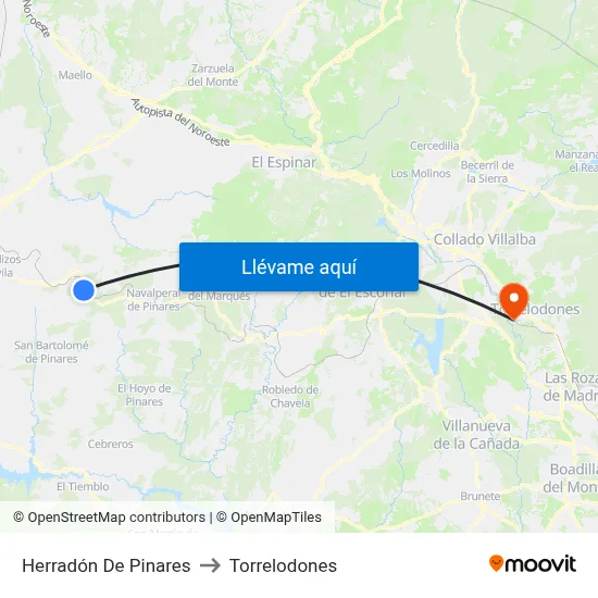 Herradón De Pinares to Torrelodones map