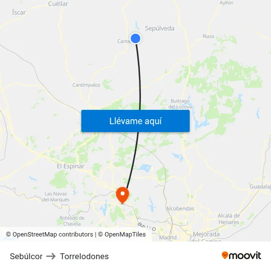 Sebúlcor to Torrelodones map