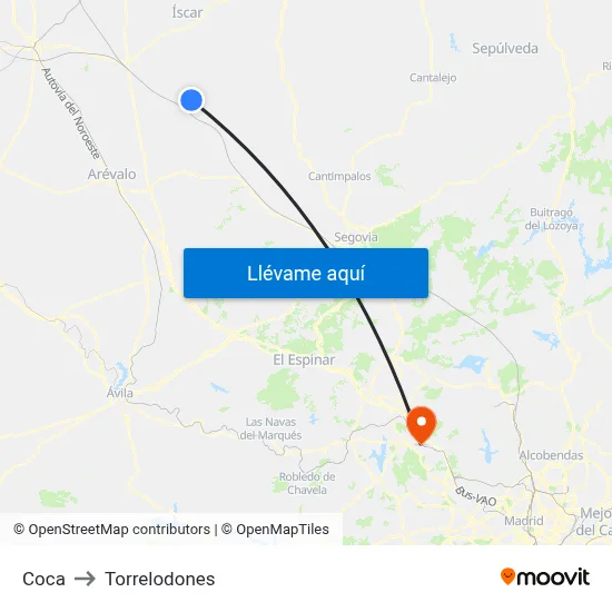 Coca to Torrelodones map
