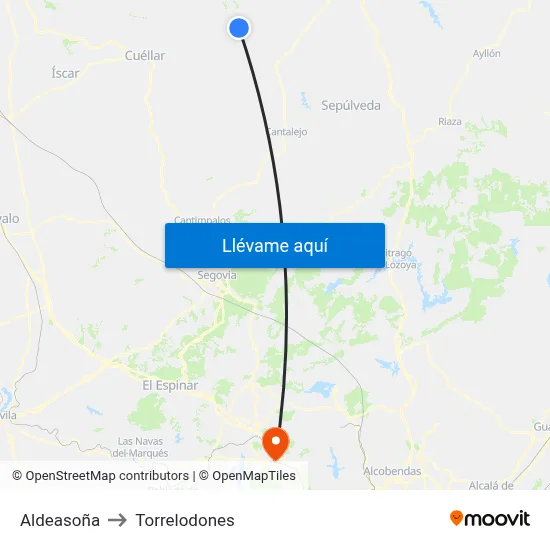 Aldeasoña to Torrelodones map