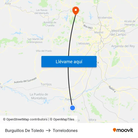 Burguillos De Toledo to Torrelodones map