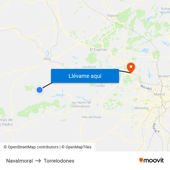 Navalmoral to Torrelodones map