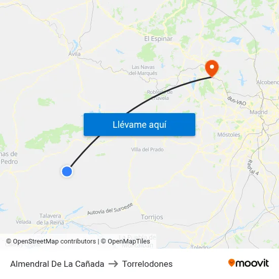 Almendral De La Cañada to Torrelodones map