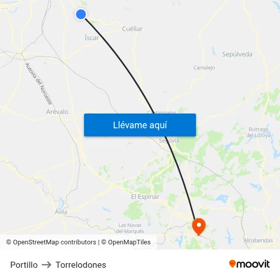 Portillo to Torrelodones map