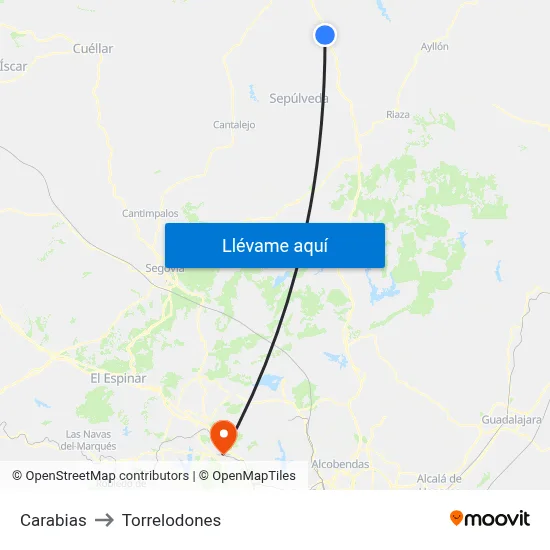 Carabias to Torrelodones map