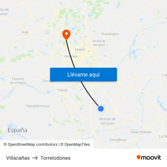 Villacañas to Torrelodones map