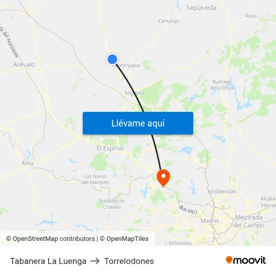Tabanera La Luenga to Torrelodones map