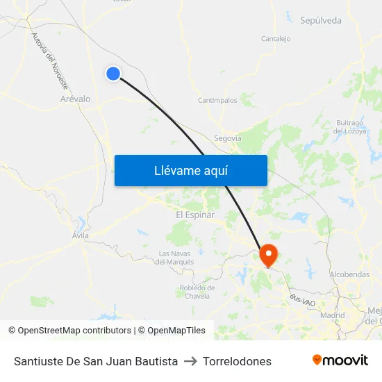Santiuste De San Juan Bautista to Torrelodones map
