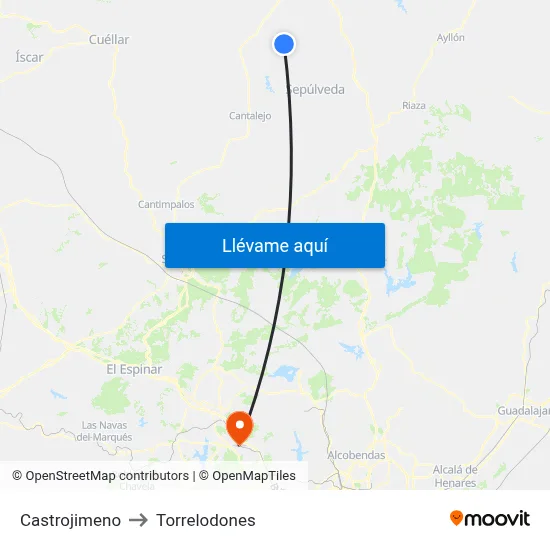 Castrojimeno to Torrelodones map