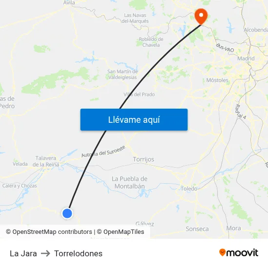 La Jara to Torrelodones map