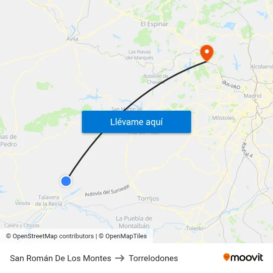 San Román De Los Montes to Torrelodones map