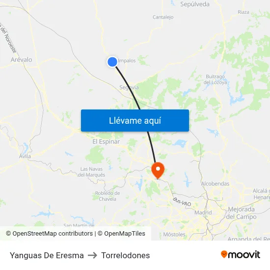 Yanguas De Eresma to Torrelodones map