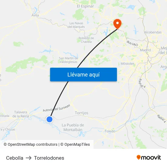 Cebolla to Torrelodones map