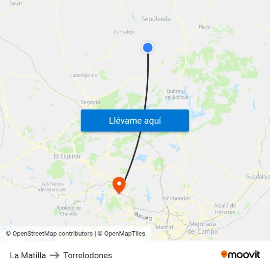 La Matilla to Torrelodones map