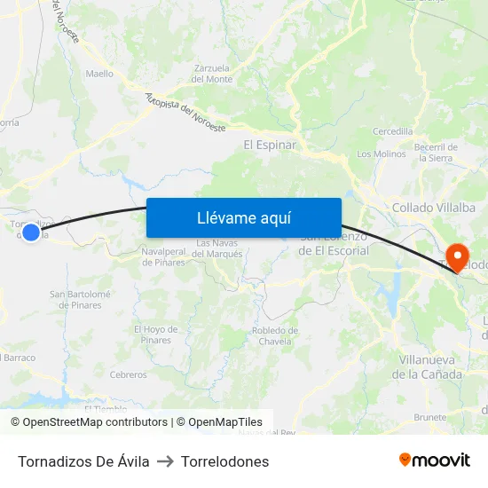Tornadizos De Ávila to Torrelodones map