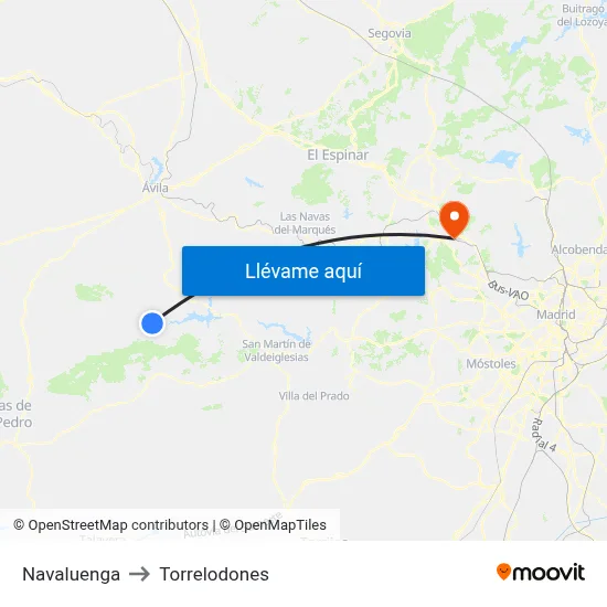 Navaluenga to Torrelodones map