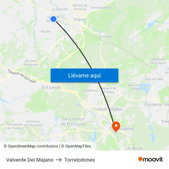 Valverde Del Majano to Torrelodones map