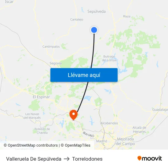 Valleruela De Sepúlveda to Torrelodones map