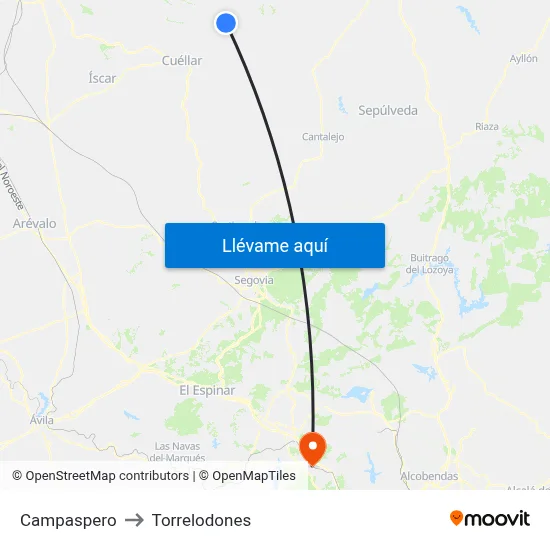 Campaspero to Torrelodones map