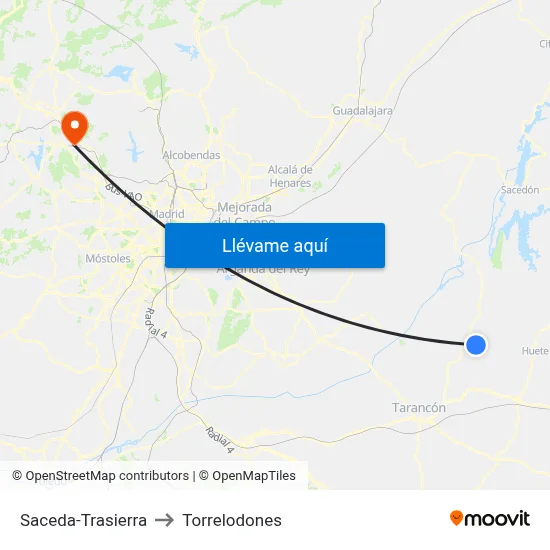 Saceda-Trasierra to Torrelodones map
