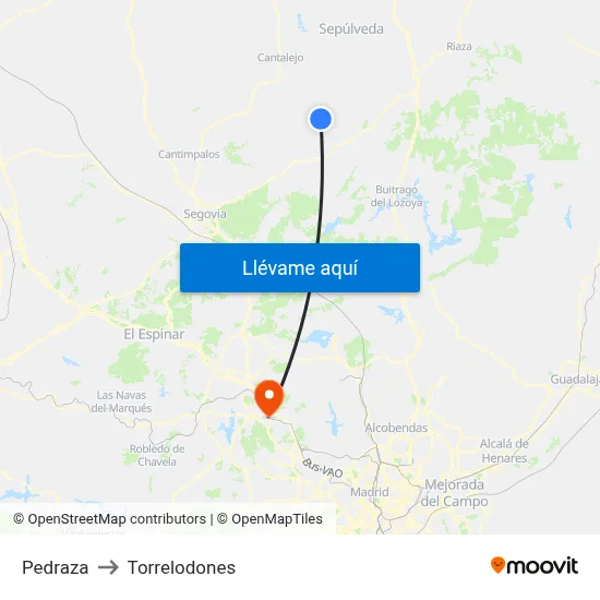 Pedraza to Torrelodones map