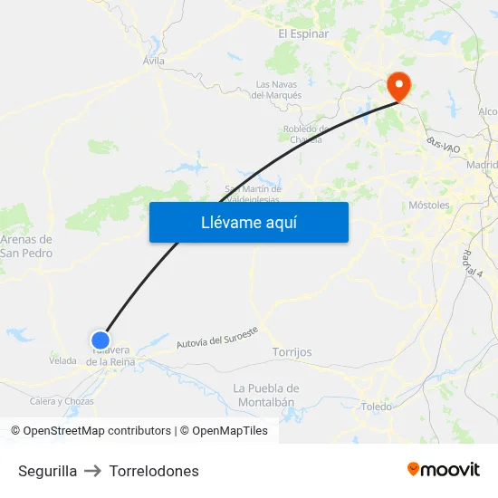 Segurilla to Torrelodones map